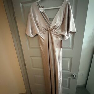 Birdy Grey Satin Bridesmaid Dress in Taupe